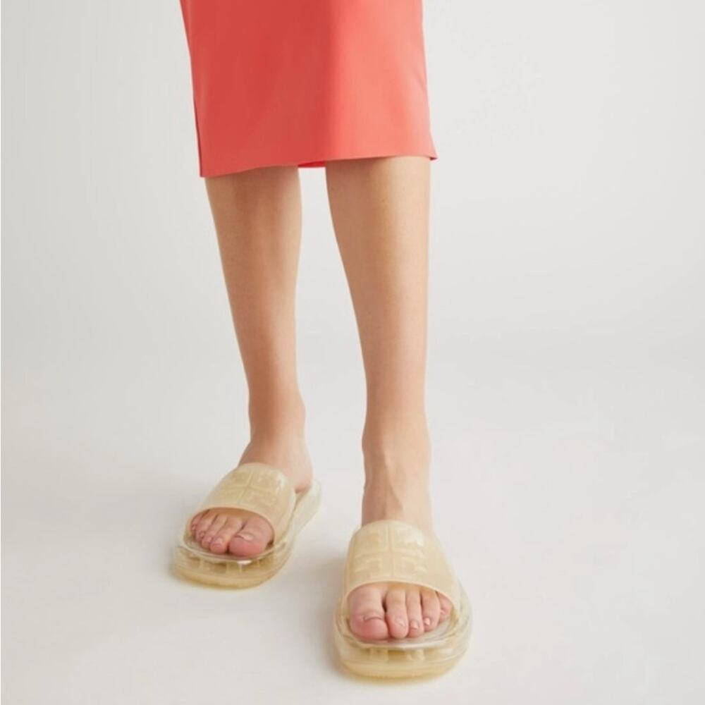TORY BURCH clear vacationwear luxury bubble slides 7B